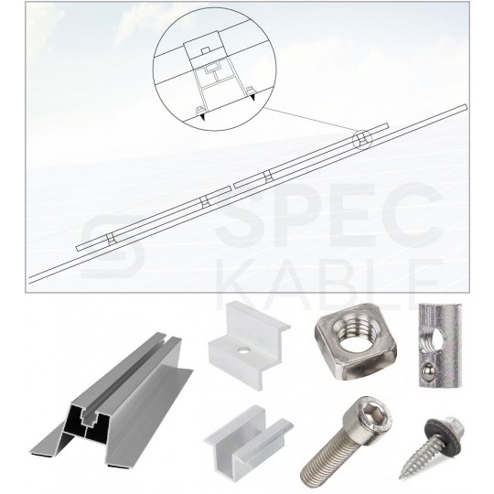 Mostek na blachodachówkę Uchwyt trapezowy aluminiowy szyna montażowa 480x60mm do paneli PV