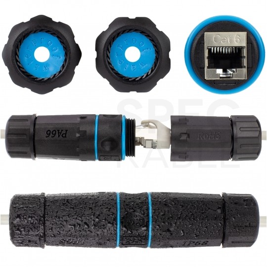 Mufa kablowa IP68 2xRJ45 kat.6 ekranowana FTP STP hermetyczna