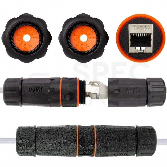 Mufa kablowa IP68 2xRJ45 kat.6A, kat.7 ekranowana FTP STP hermetyczna NEKU