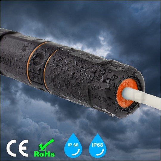 Mufa kablowa IP68 2xRJ45 kat.6A, kat.7 ekranowana FTP STP hermetyczna NEKU