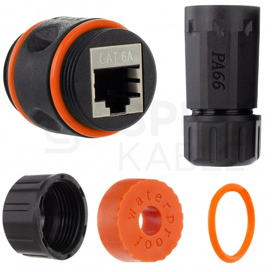 Mufa kablowa IP68 2xRJ45 kat.6A, kat.7 ekranowana FTP STP hermetyczna NEKU