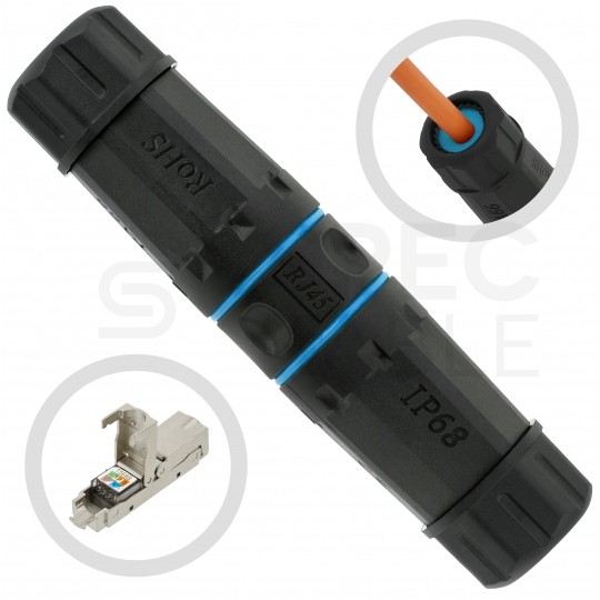 Mufa kablowa IP68 beznarzędziowa kat.6 ekranowana FTP STP hermetyczna NEKU