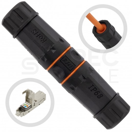 Mufa kablowa IP68 beznarzędziowa kat.6A, kat.7 ekranowana FTP STP hermetyczna NEKU