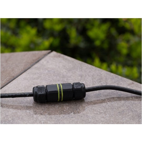 Mufa kablowa z dławikami na kable do 3x1,5mm2 hermetyczna IP68 prosta MINI czarna ELCAN