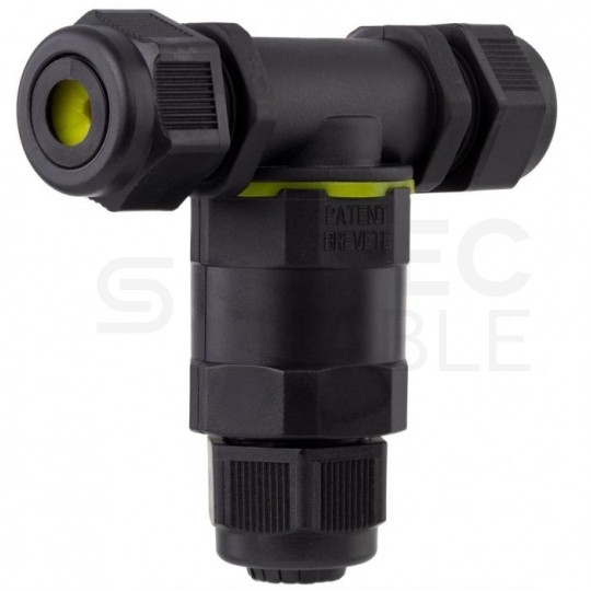 Mufa kablowa z dławikami na kable do 3x1,5mm2 hermetyczna IP68 trójnik czarna ELCAN