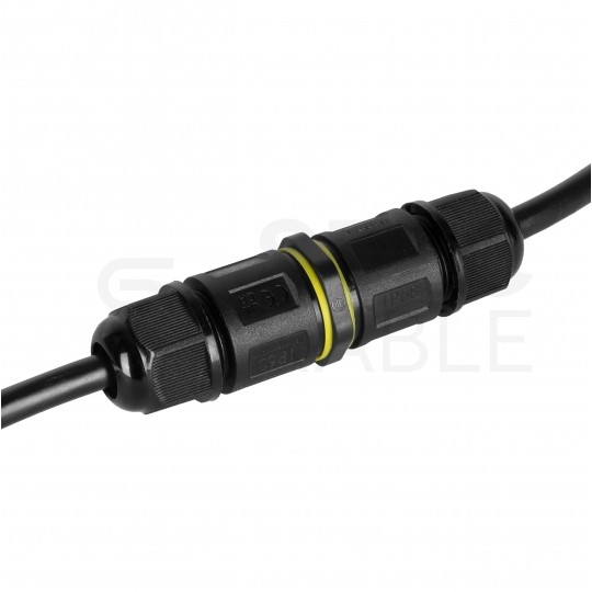 Mufa kablowa z dławikami na kable do 3x2,5mm2 hermetyczna IP68 prosta średnia czarna ELCAN