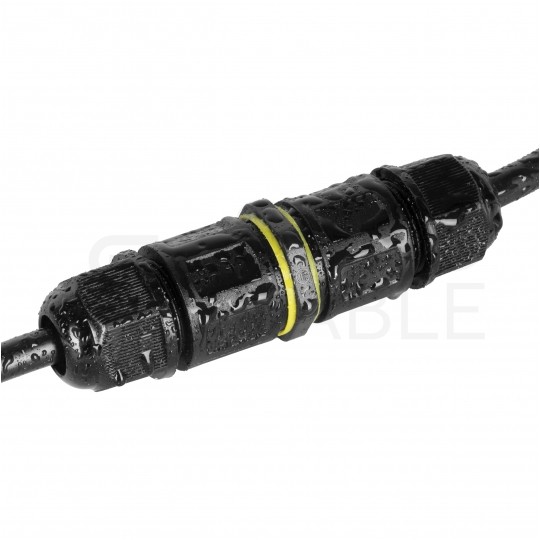 Mufa kablowa z dławikami na kable do 3x2,5mm2 hermetyczna IP68 prosta średnia czarna ELCAN