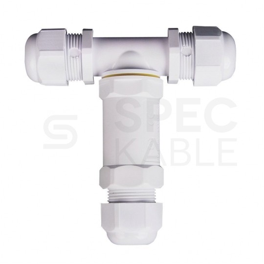 Mufa kablowa z dławikami na kable do 3x4mm2 hermetyczna IP68 UV trójnik biała V-TAC