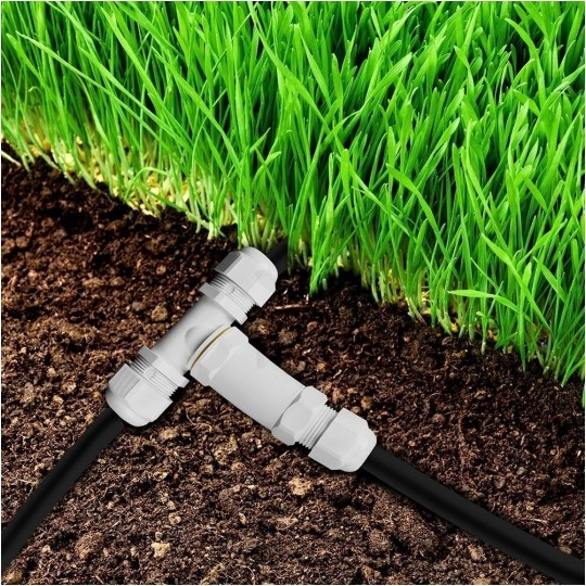 Mufa kablowa z dławikami na kable do 3x4mm2 hermetyczna IP68 UV trójnik biała V-TAC