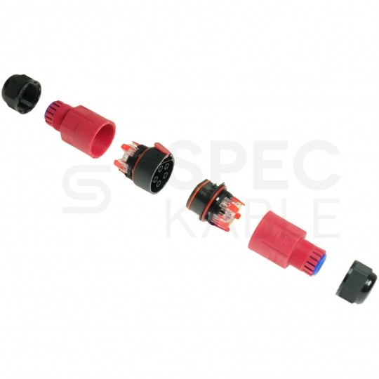 Mufa kablowa z dławikami na kable do 5x0,5-1,5mm2 hermetyczna IP68 odpinana 16A 230-450V AC ZKH-5BO