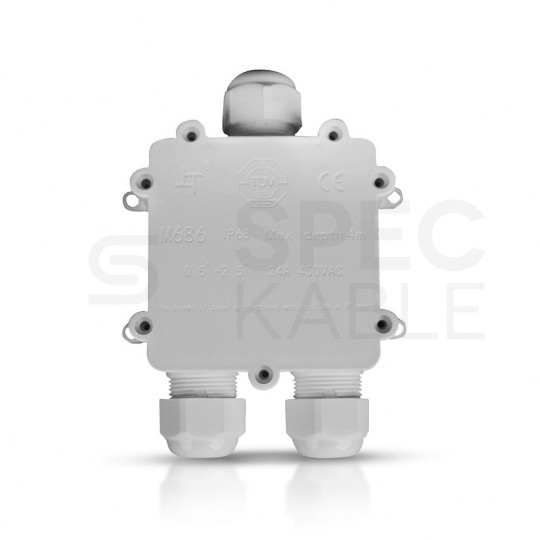 Mufa kablowa z dławikami na kable do 5x2,5mm2 hermetyczna IP68 UV trójnik biała V-TAC