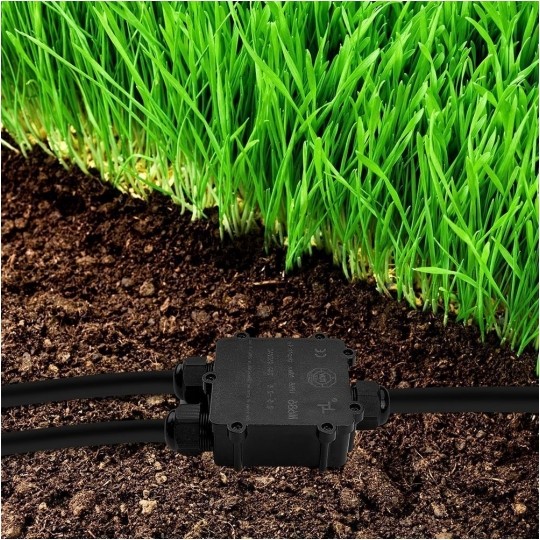 Mufa kablowa z dławikami na kable do 5x2,5mm2 hermetyczna IP68 UV trójnik czarna V-TAC