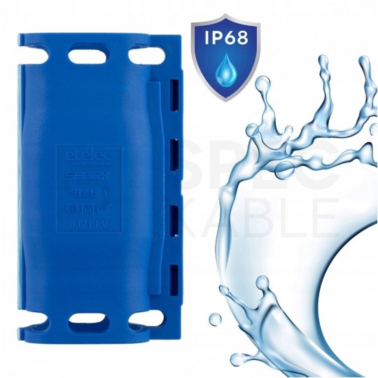 Mufa kablowa żelowa na kable 3x0,5-2,5mm2 hermetyczna IPx8 86x47x27mm przelotowa SHARK