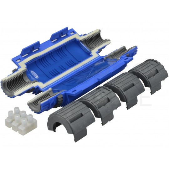 Mufa kablowa żelowa na kable 3x1,5-6mm2 hermetyczna IP68 190x60x47mm przelotowa SHARK