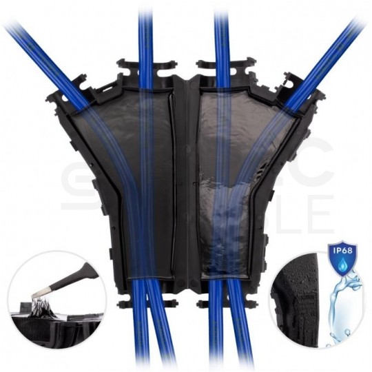 Mufa kablowa żelowa typu "Y" uniwersalna do 4x16mm2 hermetyczna IP68 180x105x36mm bez złączek, odgałęźna, wielokrotnego użytku MOREK