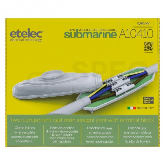 Mufa kablowa żywiczna na kable 5x1,5-10mm2 wodoodporna IPx8 przelotowa Etelec Submarine