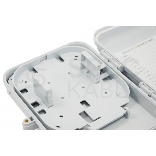 Mufa przełącznica światłowodowa FO na 16 adapterów SC simplex 2:16 ( 2 wejścia, 16 wyjść ) z miejscem na kasetę ze spliterem szara GFP-16D-C IP65 TELCOLINE