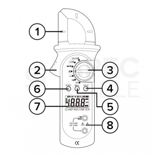 Multimetr cęgowy miernik uniwersalny z wyświetlaczem LCD REBEL RB-202