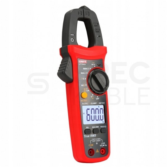 Multimetr cęgowy z autozakresem, pomiarem True RMS i temperatury miernik uniwersalny z wyświetlaczem LCD UNI-T UT204+