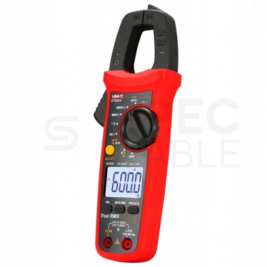 Multimetr cęgowy z autozakresem, pomiarem True RMS i temperatury miernik uniwersalny z wyświetlaczem LCD UNI-T UT204+