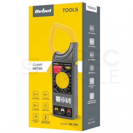Multimetr cęgowy z pomiarem temperatury i rezystancji izolacji miernik uniwersalny z wyświetlaczem LCD REBEL RB-266