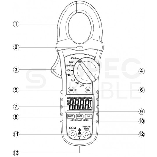 Multimetr cęgowy z pomiarem temperatury miernik uniwersalny z wyświetlaczem LCD SONEL CMP-401
