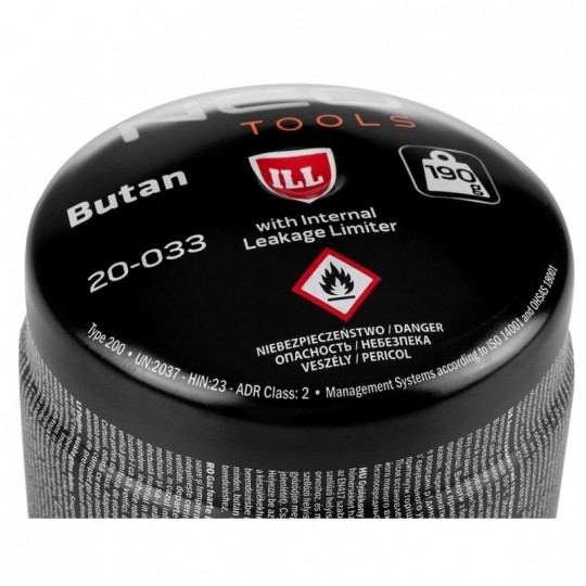 Nabój, kartusz gazowy BUTAN nabijany 190g NEO 20-033 do palnika, kuchenki turystycznej, lampy lutowniczej, lampy gazowej