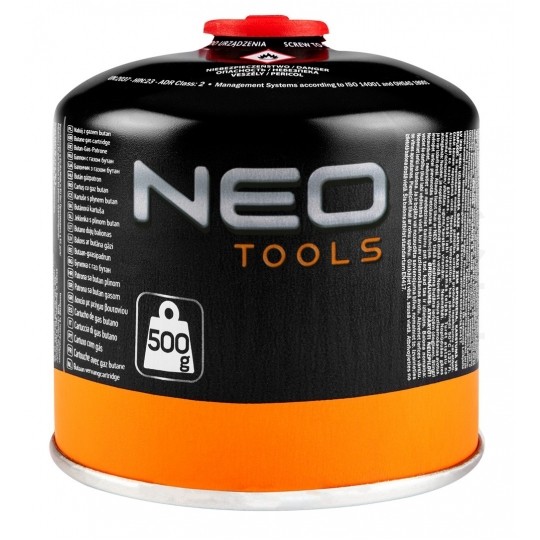 Nabój, kartusz gazowy BUTAN nakręcany 500g NEO 20-036 do palnika, kuchenki turystycznej, lampy lutowniczej, lampy gazowej