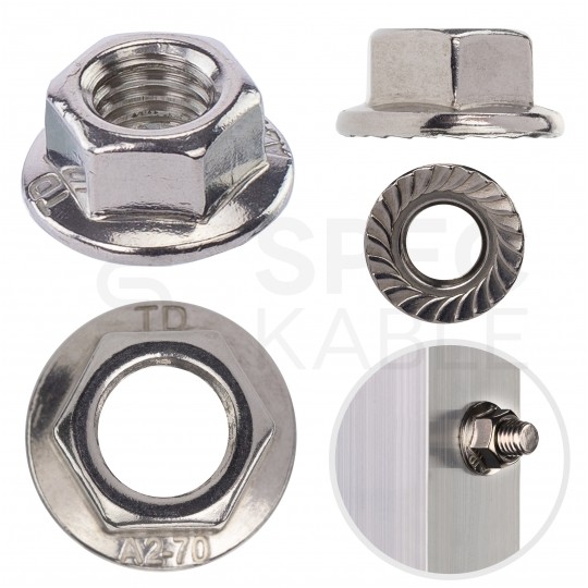 Nakrętka kołnierzowa M8 nierdzewna DIN 6923 100szt