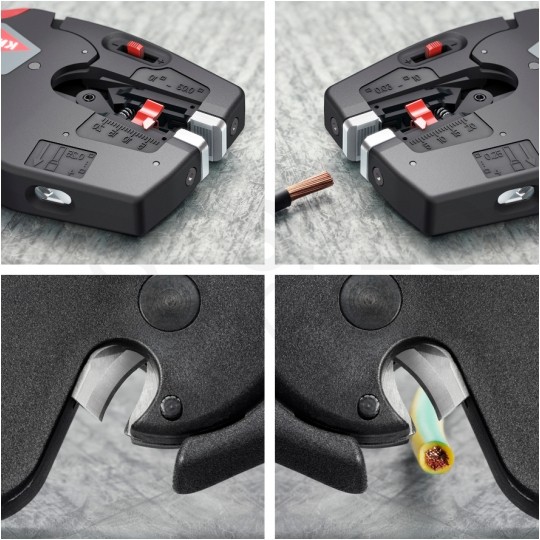 Narzędzie wielofunkcyjne NexStrip 3w1 (obcinak do kabli + ściągacz izolacji + zaciskarka) dla elektryka KNIPEX 12 72 190