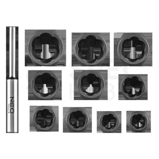 Nasadki do uszkodzonych nakrętek Zestaw 11szt w walizce NEO 11-922