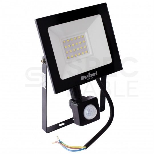 Naświetlacz LED SMD 20W 1500lm 3000K IP44 czarny, z czujnikiem ruchu WW REBEL