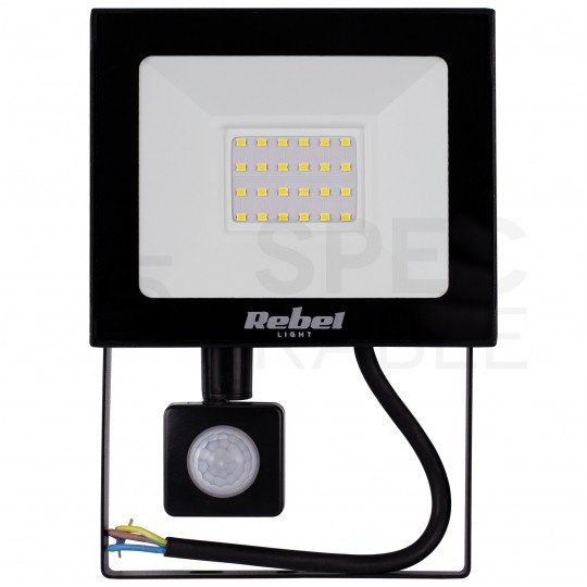 Naświetlacz LED SMD 20W 1500lm 3000K IP44 czarny, z czujnikiem ruchu WW REBEL