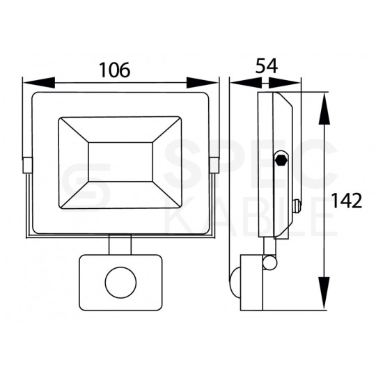 Naświetlacz LED SMD KASTEL 10W 800lm 4000K IP65 czarny, z czujnikiem ruchu PIR NW BEMKO