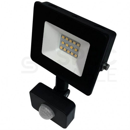 Naświetlacz LED SMD KASTEL 10W 800lm 4000K IP65 czarny, z czujnikiem ruchu PIR NW BEMKO