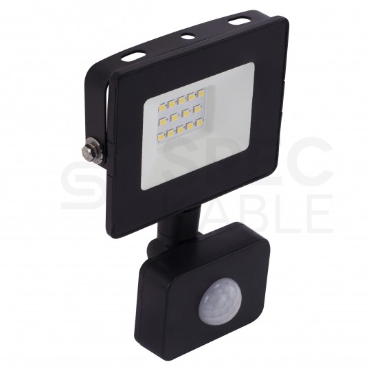 Naświetlacz LED SMD KASTEL 10W 800lm 4000K IP65 czarny, z czujnikiem ruchu PIR NW BEMKO