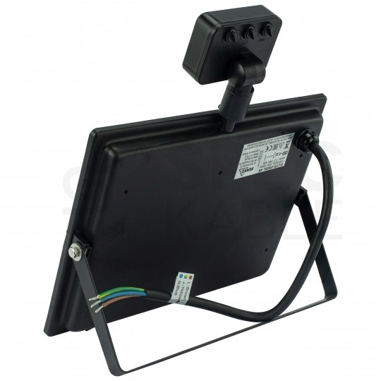 Naświetlacz LED SMD KASTEL 50W 4000lm 4000K IP65 czarny, z czujnikiem ruchu PIR NW BEMKO