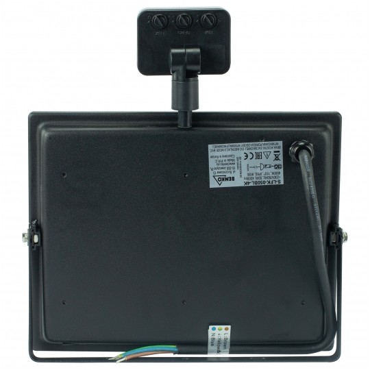 Naświetlacz LED SMD KASTEL 50W 4000lm 4000K IP65 czarny, z czujnikiem ruchu PIR NW BEMKO