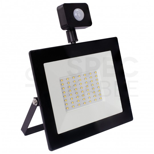 Naświetlacz LED SMD KASTEL 50W 4000lm 4000K IP65 czarny, z czujnikiem ruchu PIR NW BEMKO