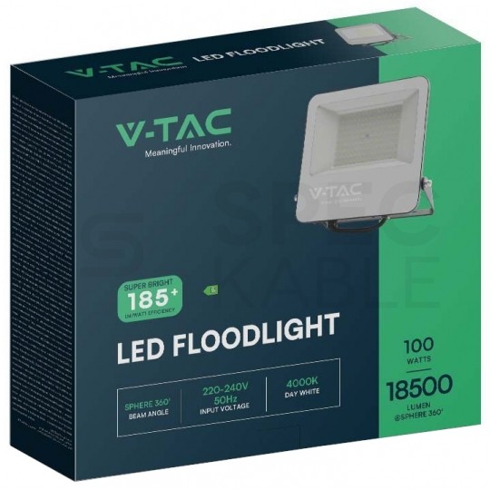 Naświetlacz, projektor LED SMD 100W 18500lm 4000K IP65 czarny barwa NW biała neutralna V-TAC VT-44105-B