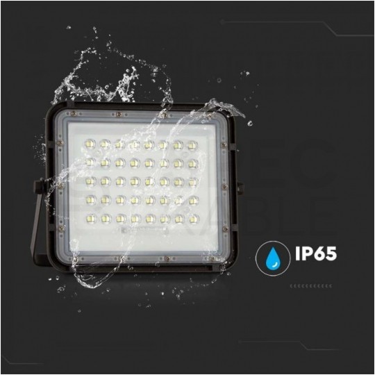 Naświetlacz solarny naścienny LED z czujnikiem zmierzchu 15W 1200lm 4000K 12000mAh czarny barwa NW biała neutralna V-TAC VT-120W