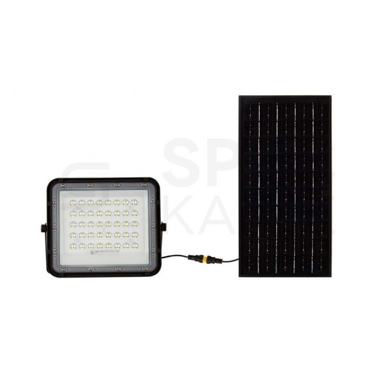 Naświetlacz solarny naścienny LED z czujnikiem zmierzchu 15W 1200lm 6400K 12000mAh czarny barwa CW biała zimna V-TAC VT-120W
