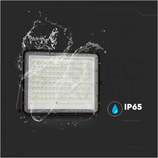 Naświetlacz solarny naścienny LED z czujnikiem zmierzchu 20W 1800lm 6400K 16000mAh czarny barwa CW biała zimna V-TAC VT-180W