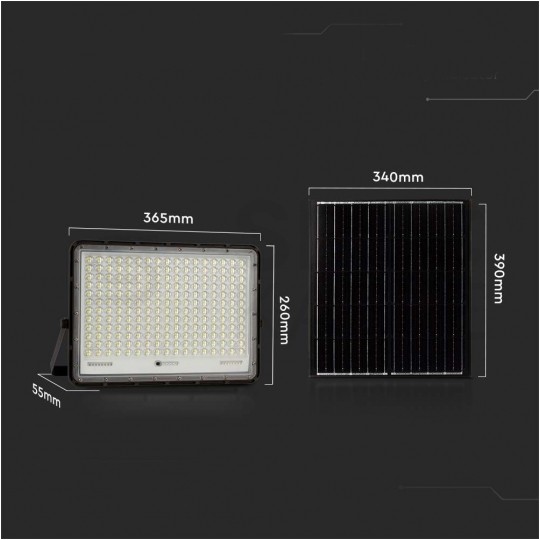 Naświetlacz solarny naścienny LED z czujnikiem zmierzchu 30W 2600lm 4000K 20000mAh czarny barwa NW biała neutralna V-TAC VT-240W