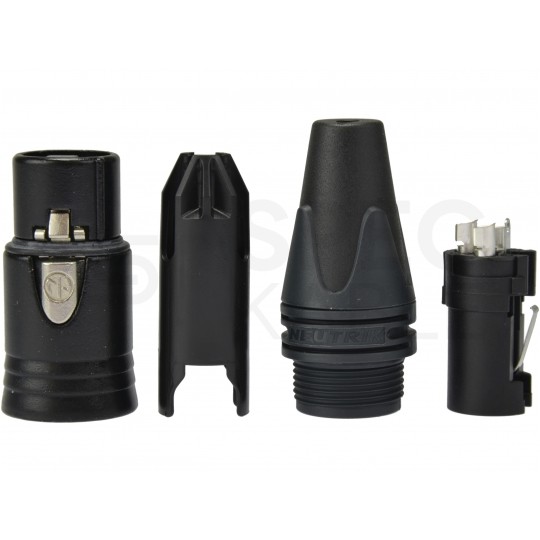 NEUTRIK Gniazdo mikrofonowe XLR (3-pin) na kabel do 8,0mm posrebrzane czarne NC3FXX-BAG