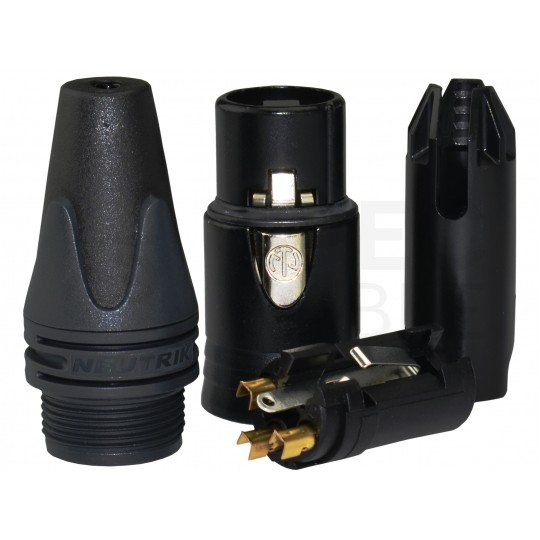 NEUTRIK Gniazdo mikrofonowe XLR (3-pin) na kabel do 8,0mm pozłacane czarne NC3FXX-B