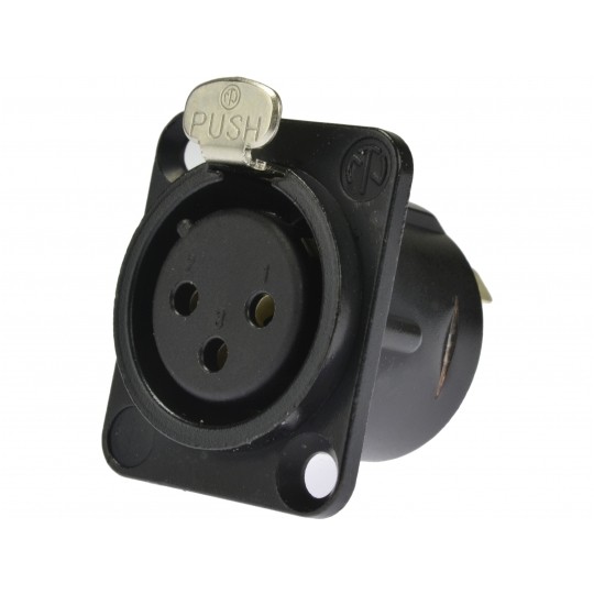 NEUTRIK Gniazdo tablicowe panelowe mikrofonowe XLR (3-pin) posrebrzane czarne NC3FD-L-BAG-1