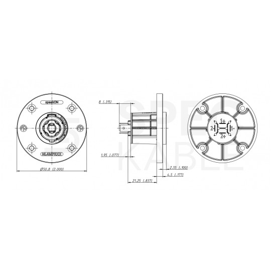 NEUTRIK Gniazdo tablicowe panelowe Speakon 4-pin czarne NL4MPRXX