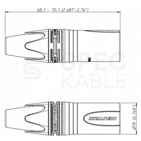 NEUTRIK Wtyk mikrofonowy XLR (3-pin) na kabel do 8,0mm posrebrzany czarny NC3MXX-BAG