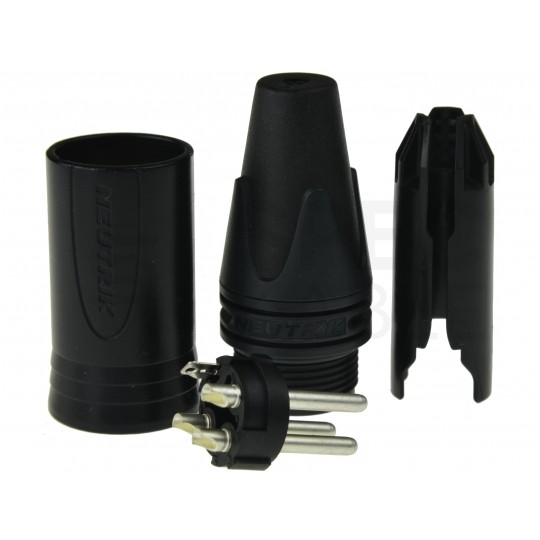 NEUTRIK Wtyk mikrofonowy XLR (3-pin) na kabel do 8,0mm posrebrzany czarny NC3MXX-BAG